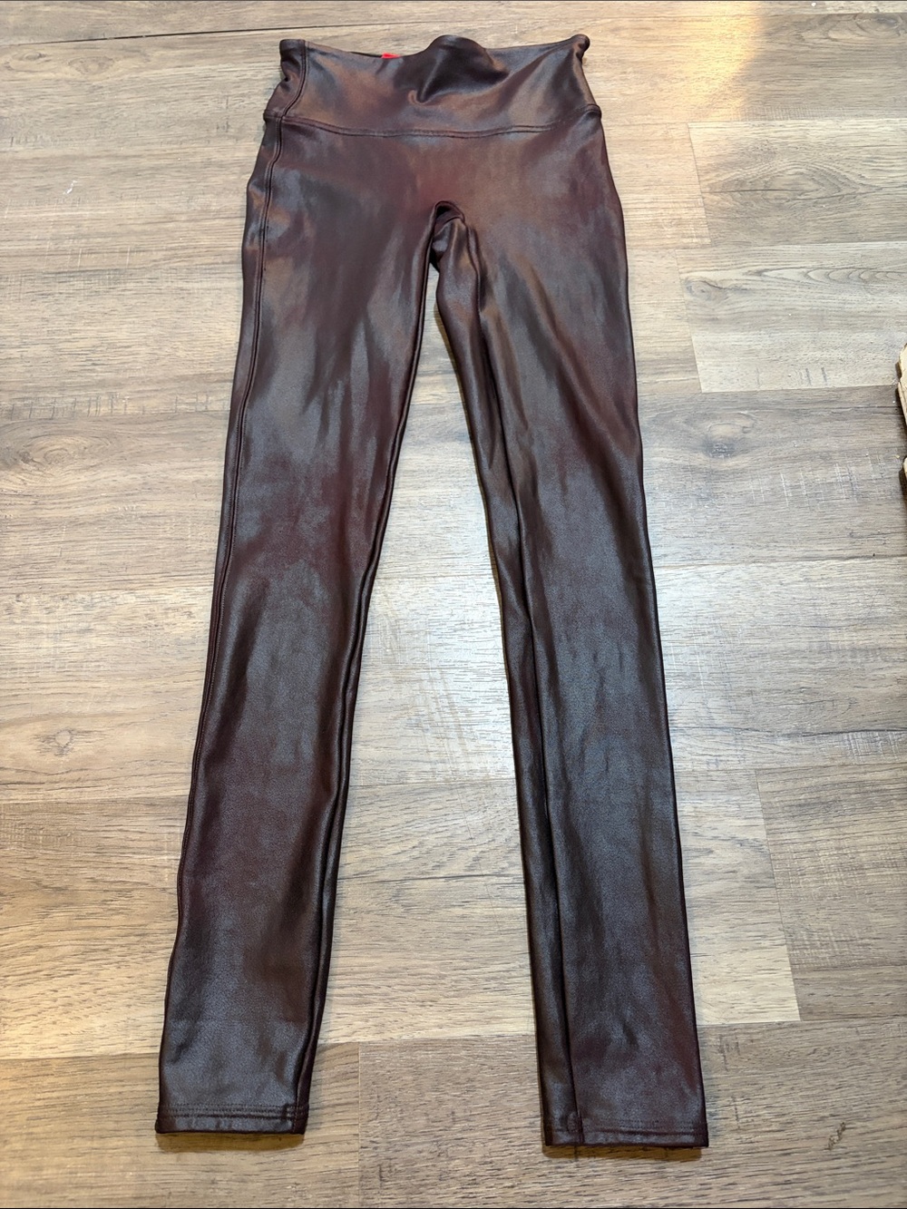 SPANX Burgundy Plum Faux Leather‎ High Rise Leggings Wine